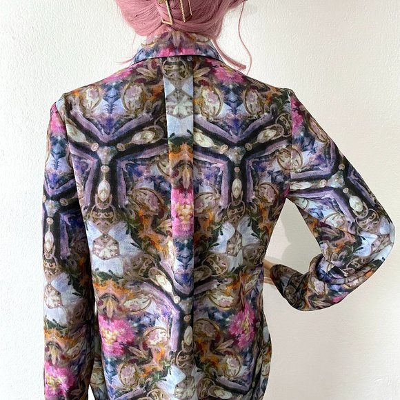 Blouse with Ruffles Jabot Blouse Designer Top RACHEL ROY Artsy Bohemian Unique S - Picture 6 of 10